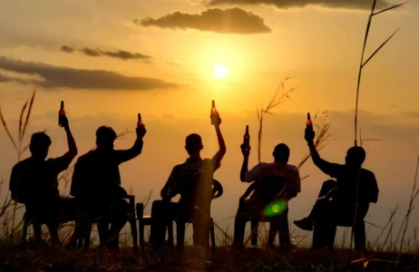 enjoying the sunset in Sipi